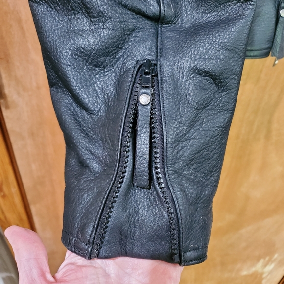 HARLEY-DAVIDSON BLACK LEATHER MOTORCYCLE JACKET HEAVY DUTY MEN SIZE XL - Picture 6 of 16